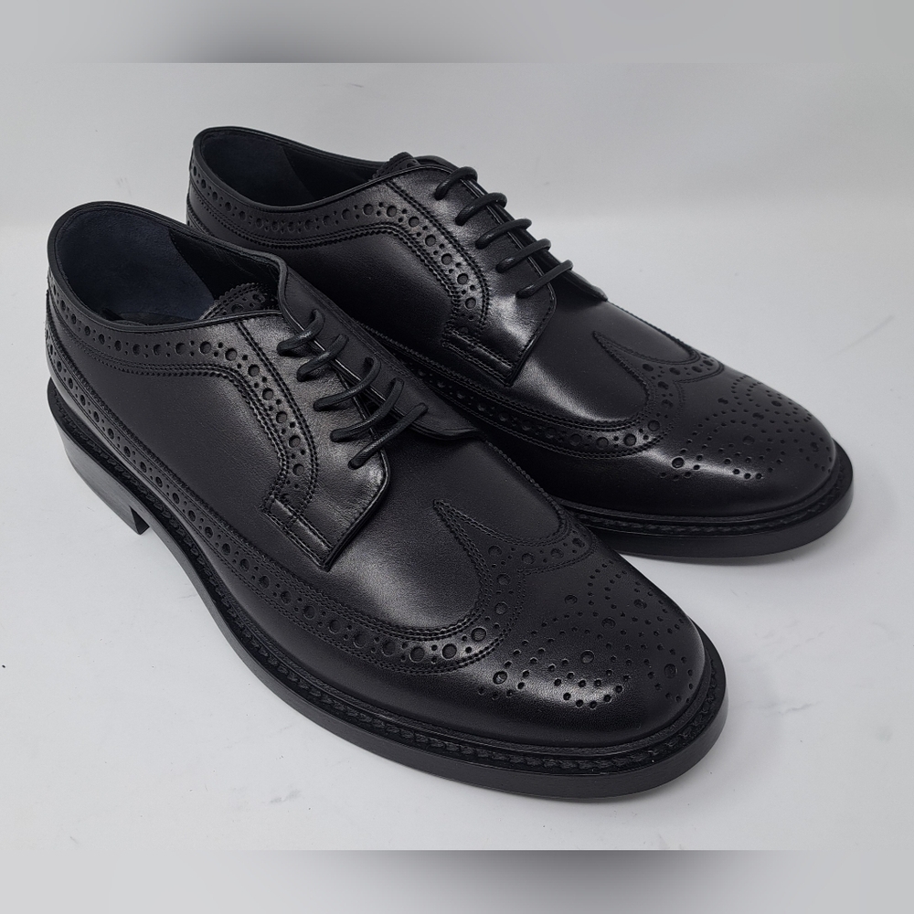 Burberry Men's Black Leather Wingtip Brogue Dress Shoes Lace Up 9 US 42 EU - Picture 2 of 14